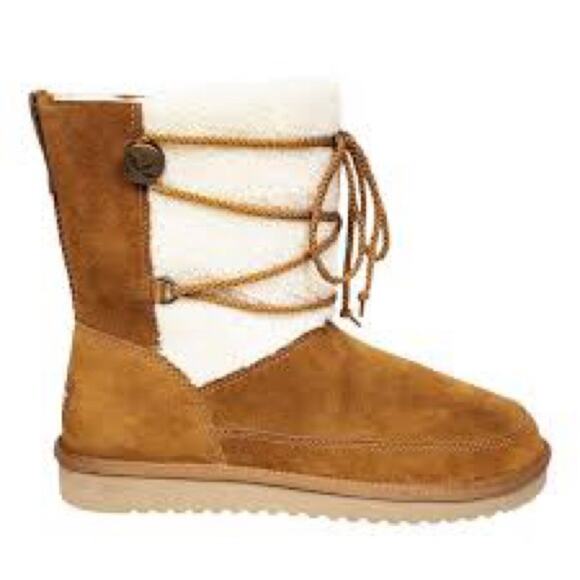 Koolaburra Chestnut and White Size 8 Michon Short Boots NWT - Picture 6 of 7